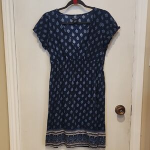 Lucky Brand Navy Blue Patterned Dress SzM
